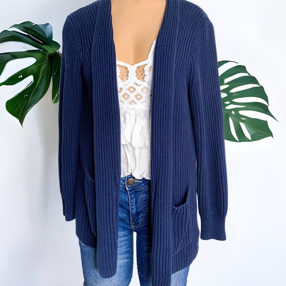 Madewell Sweaters - Madewell Navy Blue Thick Knit Cardigan size Small